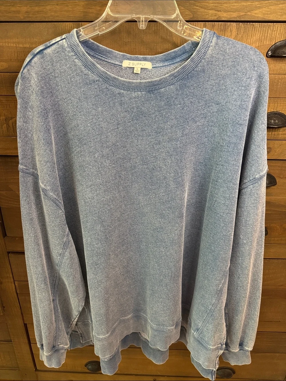 Z Supply Oversized Casual Top Distressed Denim Blue Color Sz L